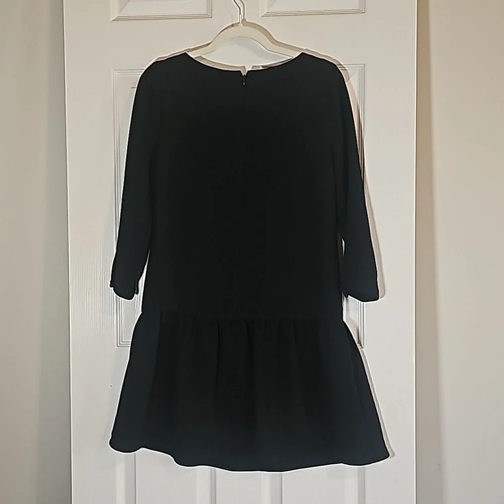 Jcrew Black Lined Peplum 3/4 Sleeve Drop Waist Dress Size 2